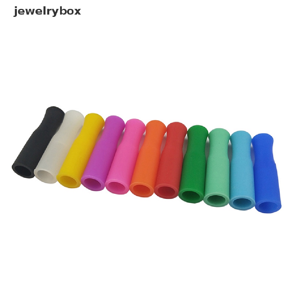 [jewelrybox] 10pcs Caps Anti-Melepuh Gigi Pelindung Bar, Reusable Stainless Steel Straw Food Grade Aksesoris Tips Silikon 6mm Silicone Nozzle Butik