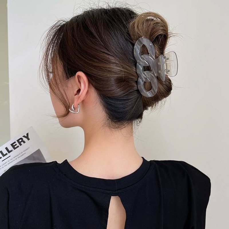 Jepit Rambut Desain Rantai Akrilik Aksesoris Rambut Korea Untuk Aksesoris Rambut Anak Perempuan ponytail holder fashion Cewek Bening jelly Warna hair clip 1pc simple hair claw clip