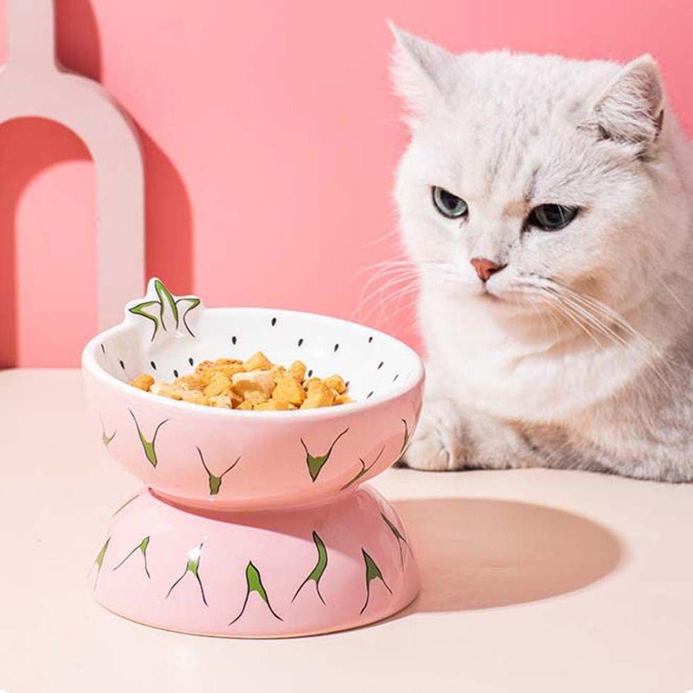 [Elegan] Mangkuk Makanan Kucing Bentuk Buah Kualitas Tinggi Tempat Makan Kucing Drinker Drinking Eat Feeder Untuk Perlindungan Anjing Kucing Wadah Pengumpan Air Cervical