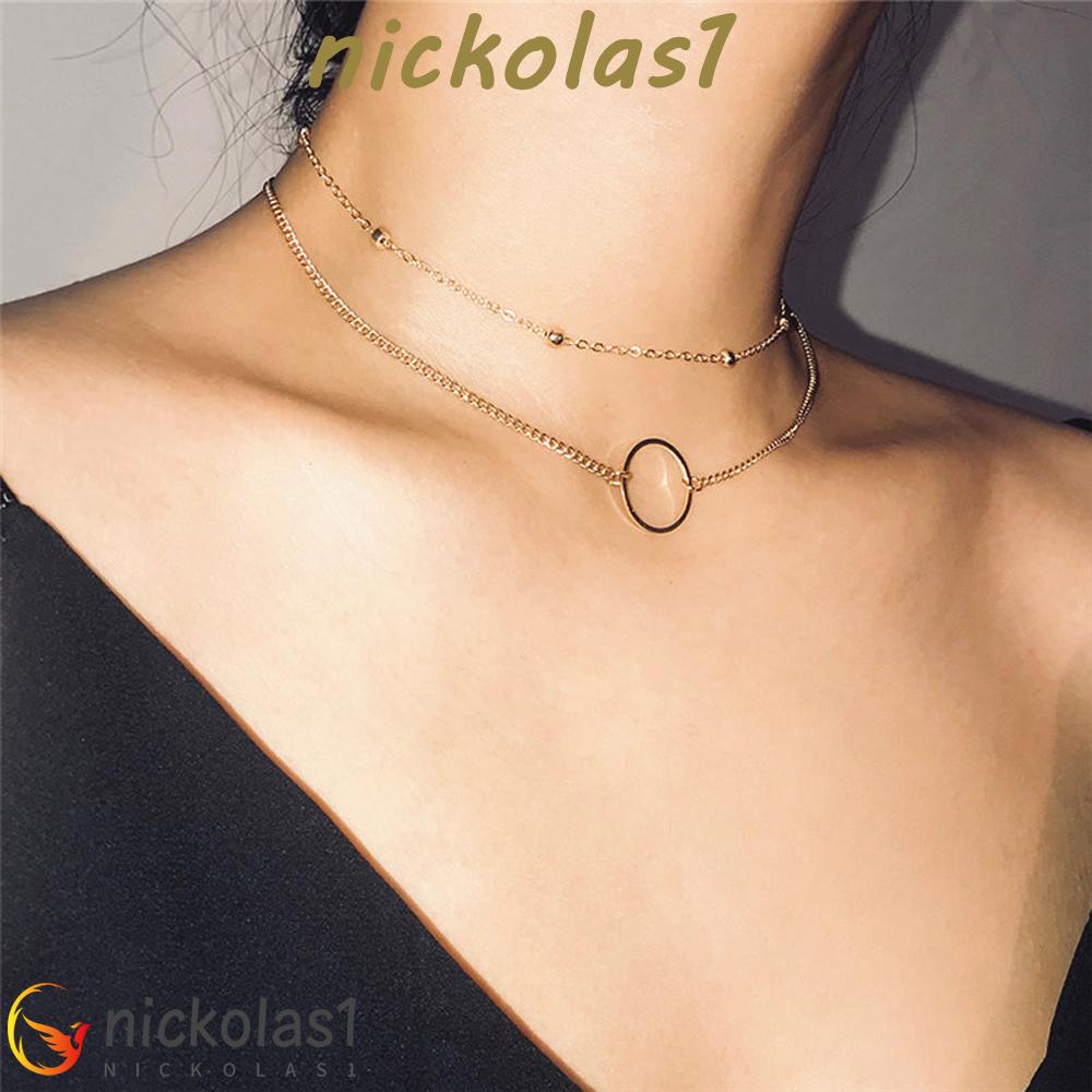 Nickolas1 Kalung Rantai Fashion Perhiasan Adjustable Wanita Geometris Temperamen Gadis Choker