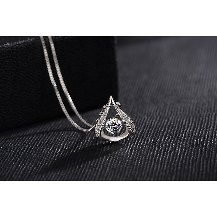 Goldkingdom Fashion Perhiasan Aksesoris Ready Stock Berbentuk Hati Droplet Perak Disepuh Kalung Wanita Tulang Selangka Rantai Perhiasan Liontin Jepang Dan Korea