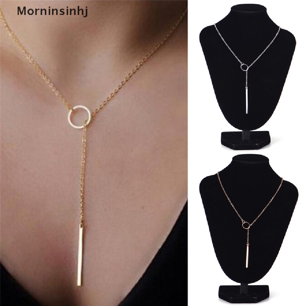 Mornin Wanita Kepribadian Sederhana Menakjubkan Golden Bar Lingkaran Lariat Kalung Perhiasan id