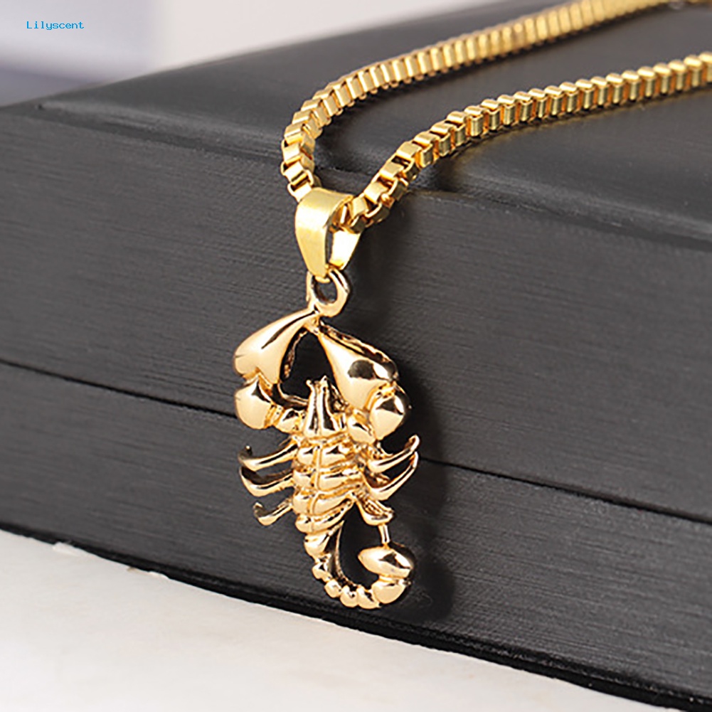 Lilyscent Fashion Pria Golden Scorpion Pendant Hip-hop Rantai Kalung Pesta Club Hadiah