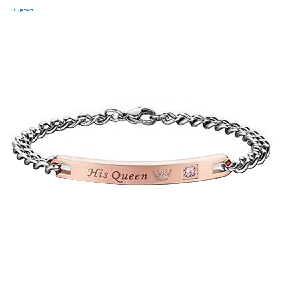 Lilyscent Romantic Her Beast King His Beauty Queen Pasangan Pecinta Gelang Titanium Steel