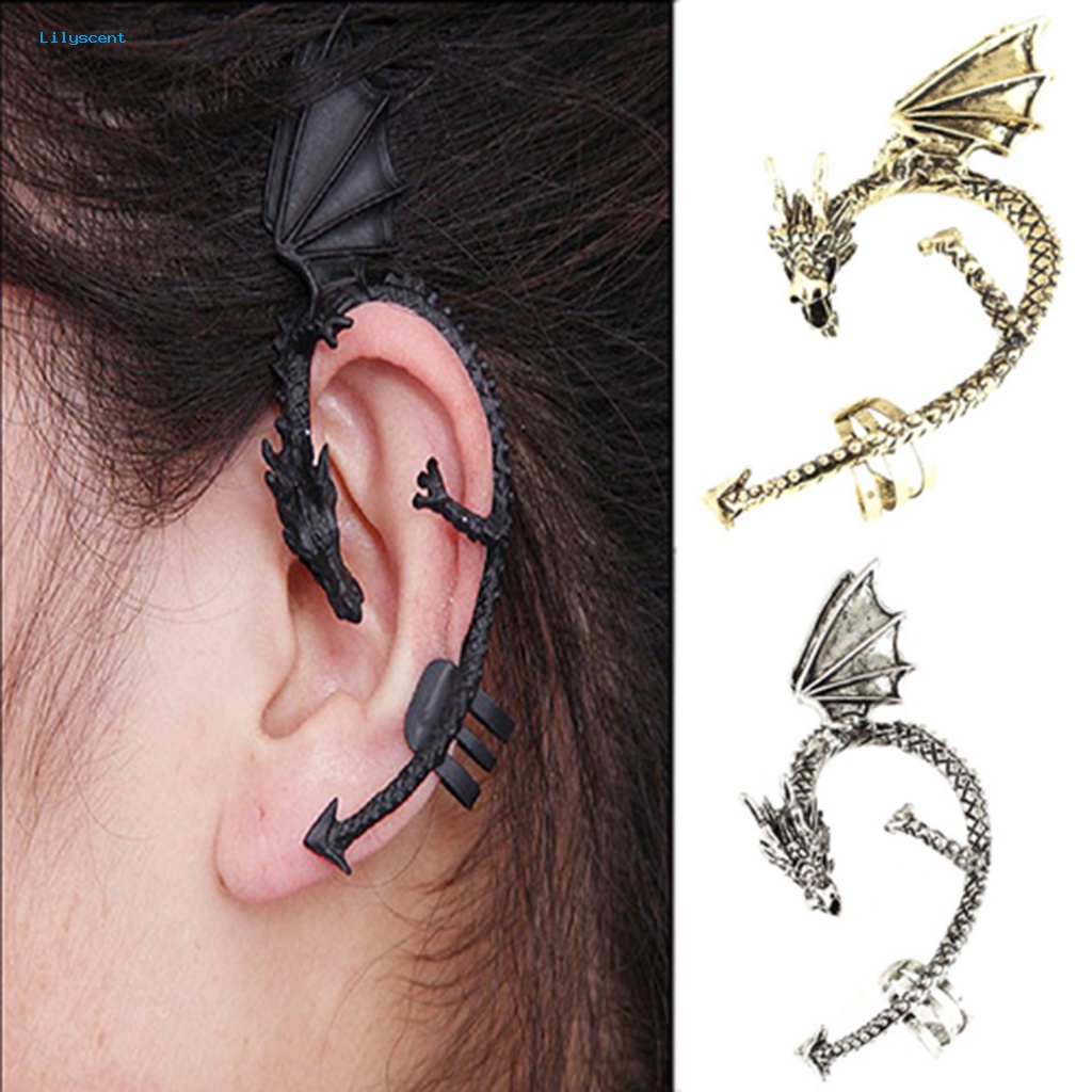 Lilyscent 1Pc Anting Alloy Untuk Kehidupan Sehari-Hari Anting Ukir Cuff Klip Ukir