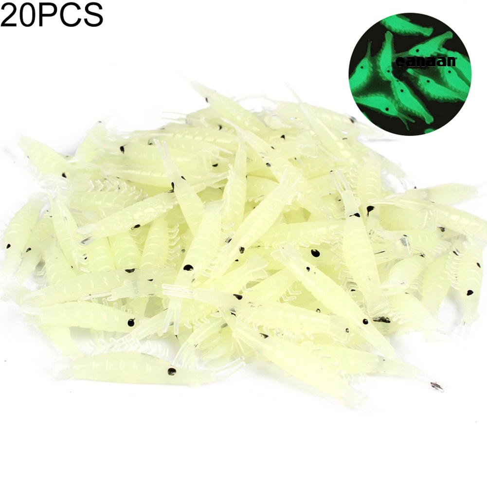 Cnn-20pcs 4 cm Luminous Silicone Artificial Udang Memancing Umpan Lembut Tackle Tool