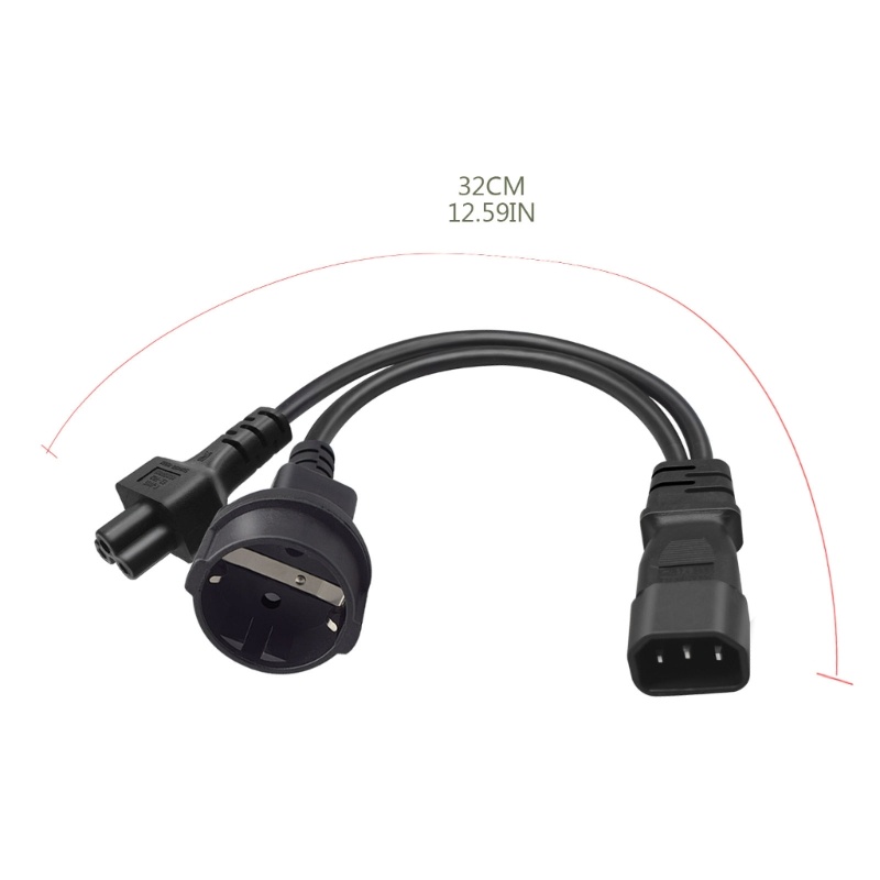 Zzz 3-pin IEC320-C14 Male Plug to IEC320-C5+EU4 8mm Female Adapter Cord Y-splitter Power Supply Converter Jalur Kabel
