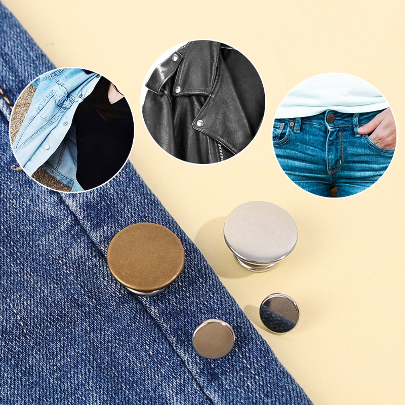 [Hot Sale] Gesper Logam Pakaian Jeans Pin Tombol Celana Dilepas Snap Pengikat Tombol Pakaian Aksesoris Bebas Jahitan Retro DIY Sederhana Klasik