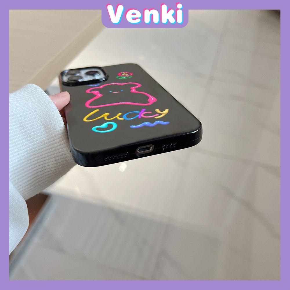 iPhone Case Soft TPU Glossy Black Candy Case Cute Color Graffiti Camera Protection Shockproof For iPhone 14 13 12 11 Pro Max 7 8 Plus X XR