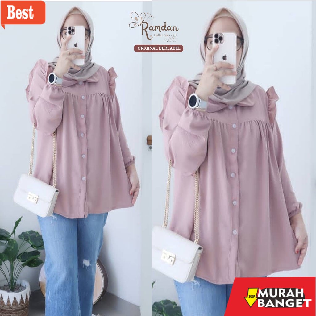Tunik jumbo terbaru untuk wanita- Ramdan Official - Caleo Blouse Dusty Atasan Wanita Jumbo Ld120 4XL