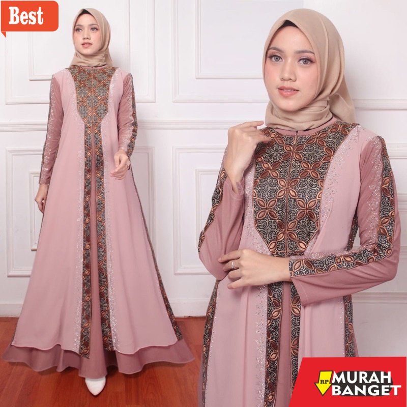 Gaya ala timur tengah di hari raya- RINA BUSANA - Dress Abaya Busui Friendly - Gamis Abaya Turky - D