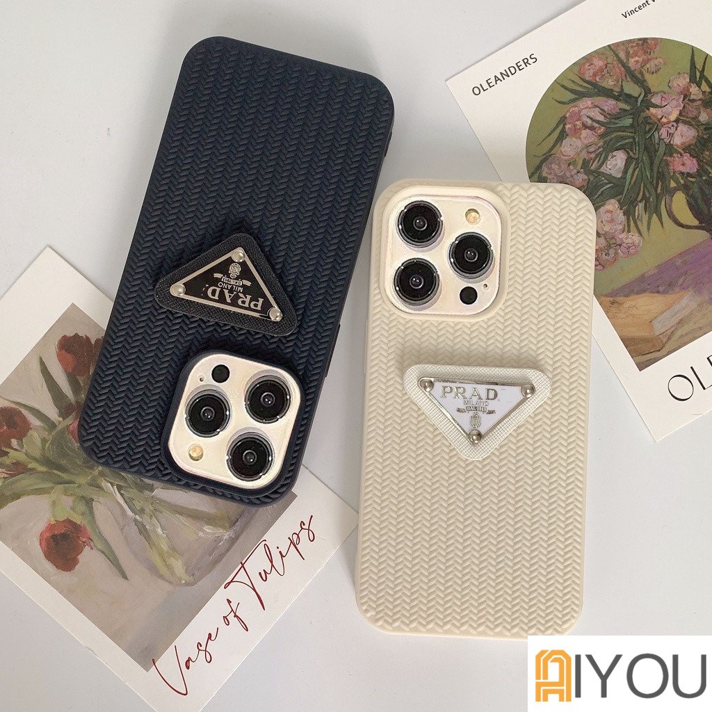 IPHONE Casing Ponsel Prada Motif Rajut Halus 3D Untuk Iphone14Plus Pro Max 13Pro 12Pro Max 11x Xr Xs Max7 8 Plus Casing Silikon Penutup Belakang