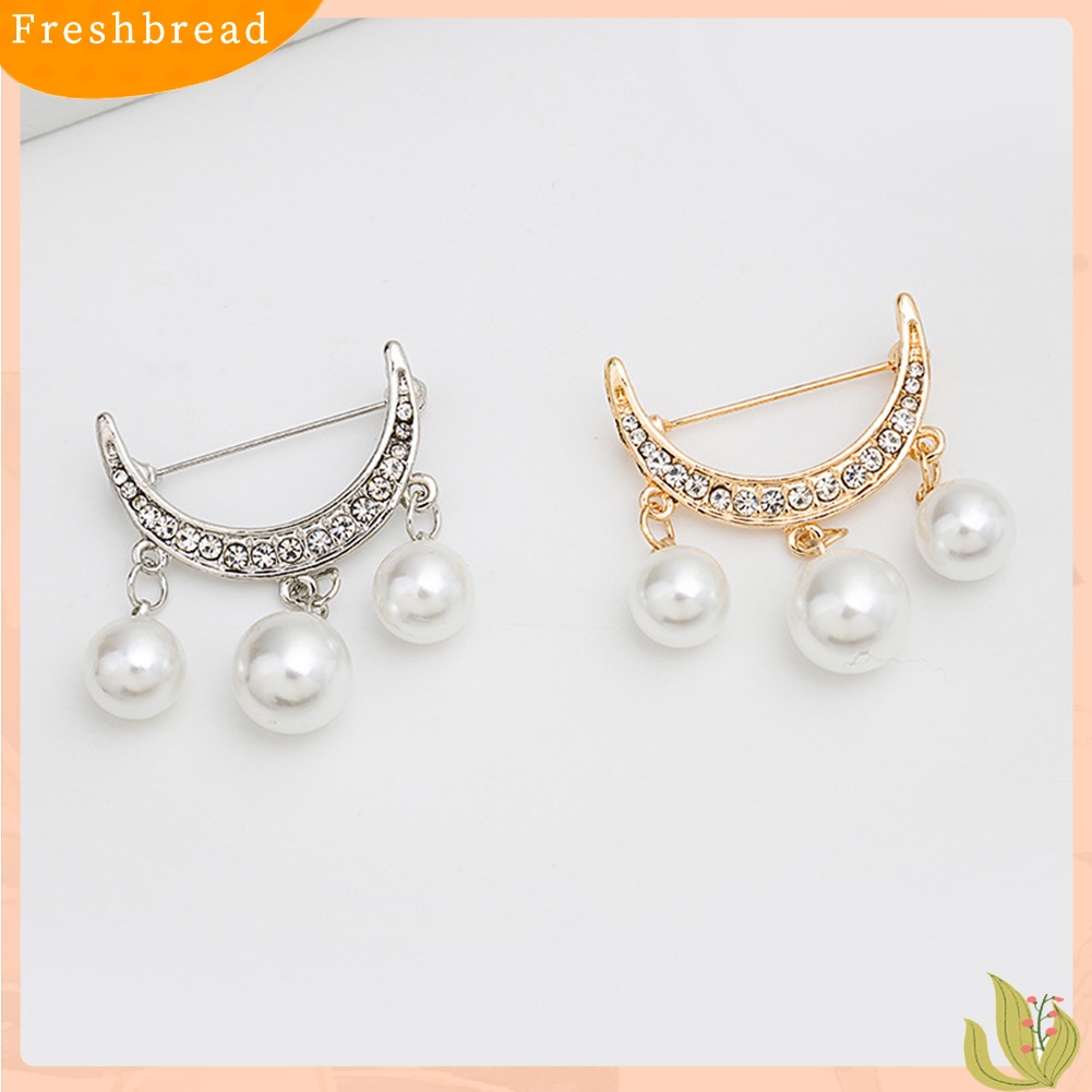 &lt; Freshbread &gt; 2Pcs Setengah Lingkaran Mutiara Imitasi Drop Bros Pin Lencana Baju Tindik Ornamen