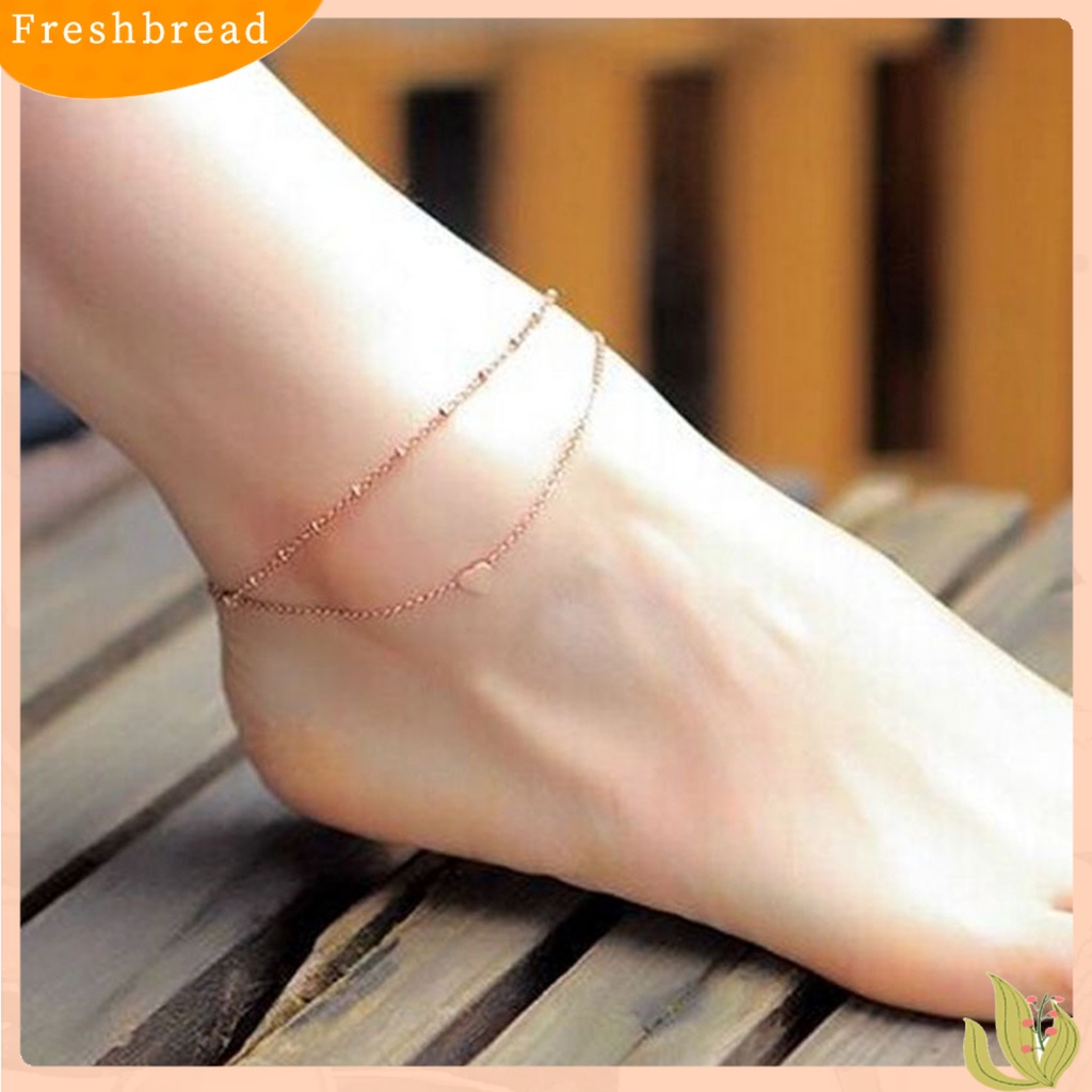 &lt; Freshbread &gt; Wanita Double Layer Charming Love Heart Adjustable Anklet Perhiasan Aksesori
