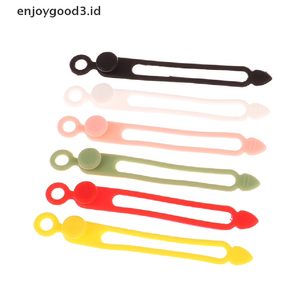 [Rready Stock] 1/6Pcs Tali Kabel Silikon Wire Organizer Reusable Fastening Cable Ties (ID)