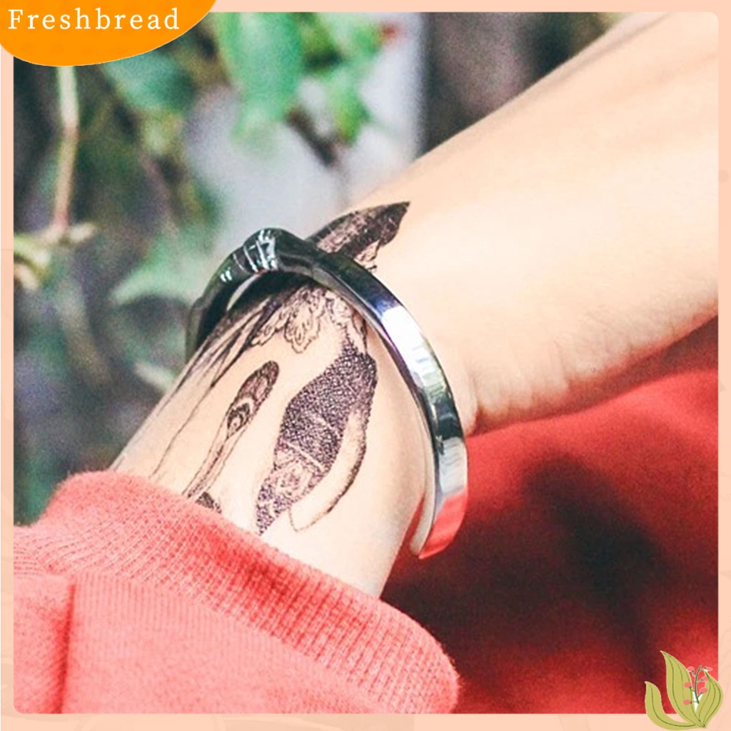 &lt; Freshbread &gt; Wanita Baja Titanium Goyang Tangan Perhiasan Vintage Manset Terbuka Gelang Bangle Hadiah