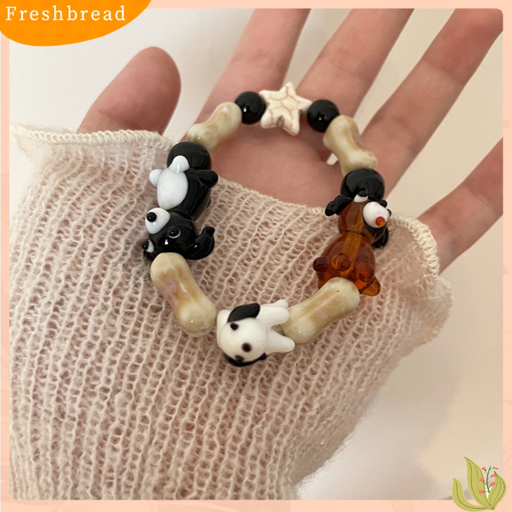 &lt; Freshbread &gt; Wanita Gelang Buatan Tangan Elastis Desain Kartun Halus Dipoles Colorfast Hias Pribadi Hewan Pesona Manik-Manik Peregangan Gelang Wanita Aksesori