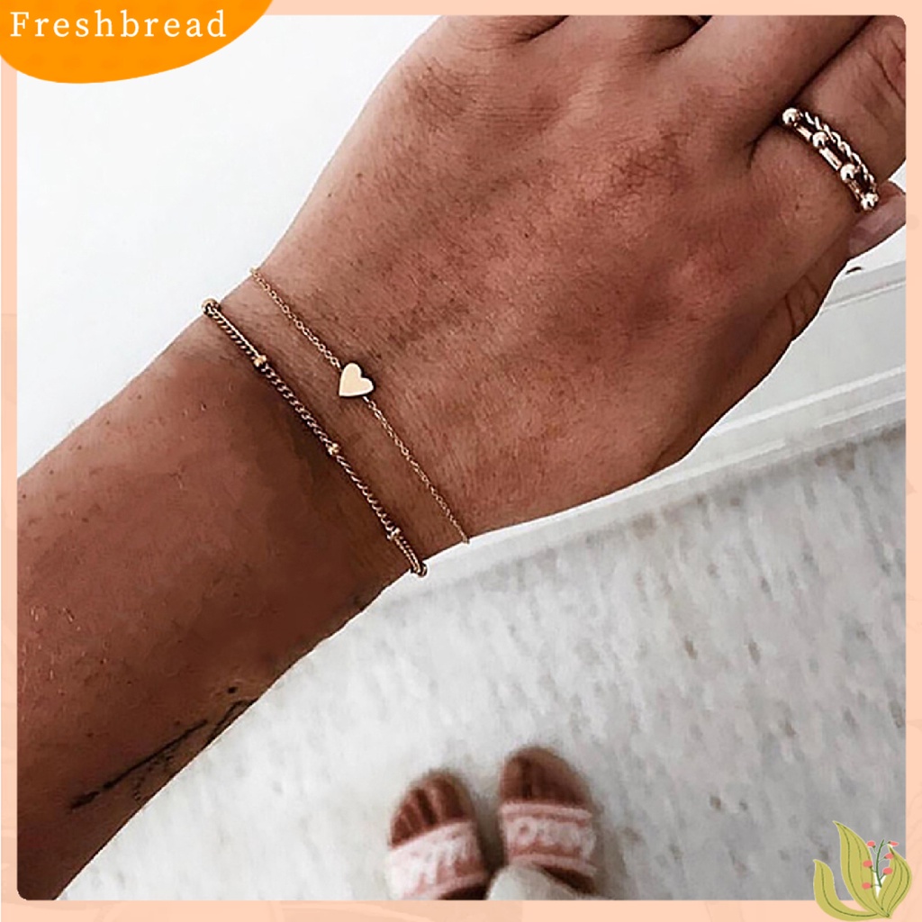 &lt; Freshbread &gt; 2pcs Gelang Lapis Adjustable Kokoh 2warna Kaitan Gelang Rantai Untuk Hadiah