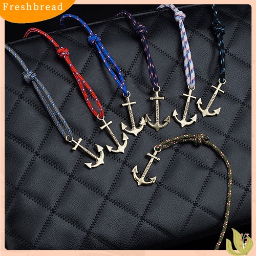 &lt; Freshbread &gt; Fashion Pria Multilayer Handmade Tali Gelang Jangkar Charms Bracelet Bangle