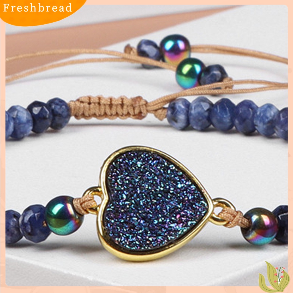 &lt; Freshbread &gt; Wanita Manik-Manik Gelang Boho Beads Heart Charm Adjustable Braided Rope Dekoratif Hadiah Pacar Wanita Alami Faux Stone Bracelet Jewelry Pakaian Sehari-Hari