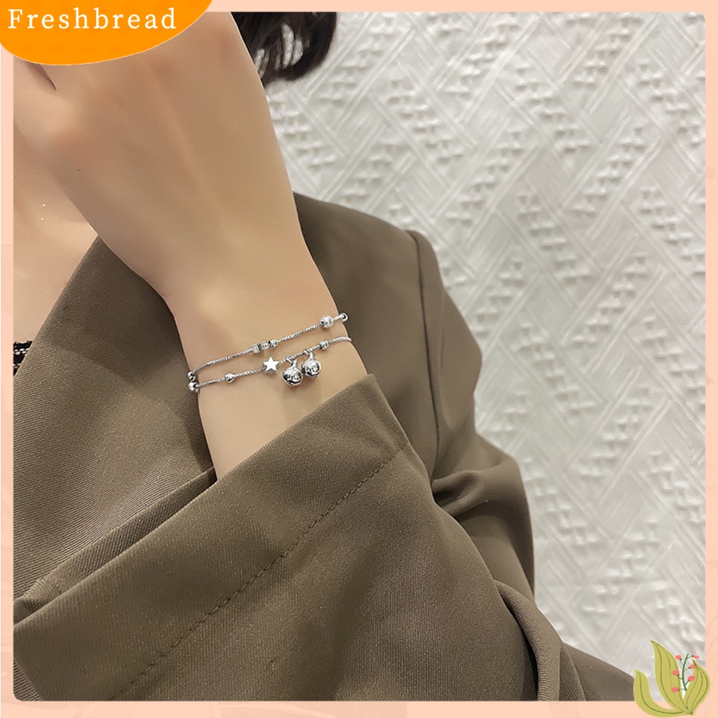 &lt; Freshbread &gt; Wanita Gelang Kepribadian Temperamen Gaya Korea Matte Double-layered Dekorasi Aksesori Bintang Bell Cuff Bracelet Untuk Tanggal