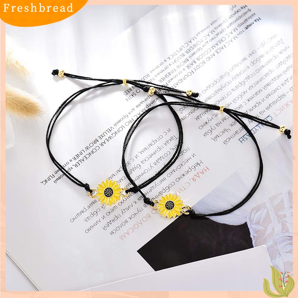 &lt; Freshbread &gt; 2Pcs Wanita Gadis Bunga Matahari Adjustable Gelang Persahabatan Perhiasan Dekorasi