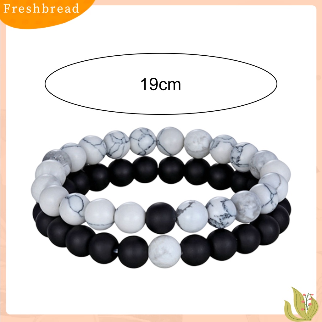 &lt; Freshbread &gt; 2Pcs Gelang Yoga Trendi Menawan Tali Elastis Gelang Manik-Manik Yoga Hitam Untuk Kekasih