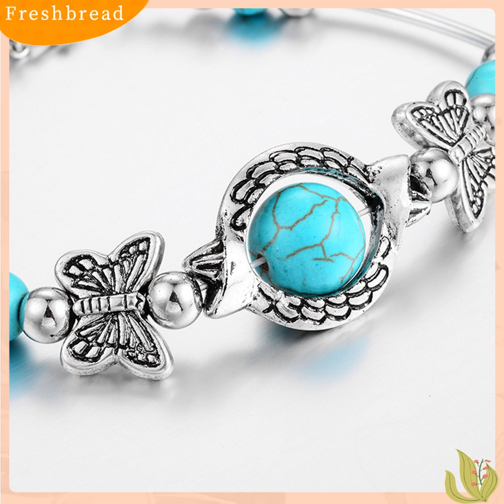 &lt; Freshbread &gt; Wanita Gelang Simulasi Pirus Manik-Manik Perhiasan Kilau Terang Tahan Lama Bangle Perhiasan Hadiah