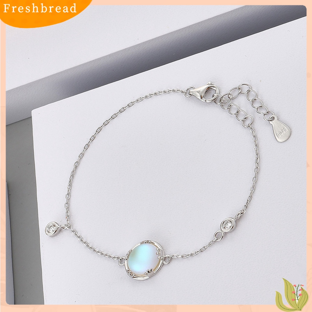 &lt; Freshbread &gt; SILVERHOO Wanita Gelang Lingkaran Biru Cubic Zirconia Adjustable Lobster Clasp All Match Bangle Fashion Jewelry