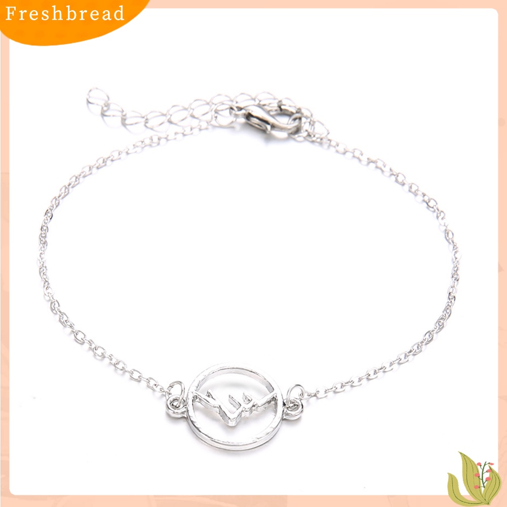 &lt; Freshbread &gt; 3Pcs Boho Multilayer Wanita Berongga Kompas/Gunung/Bulan Pesona Gelang Rantai