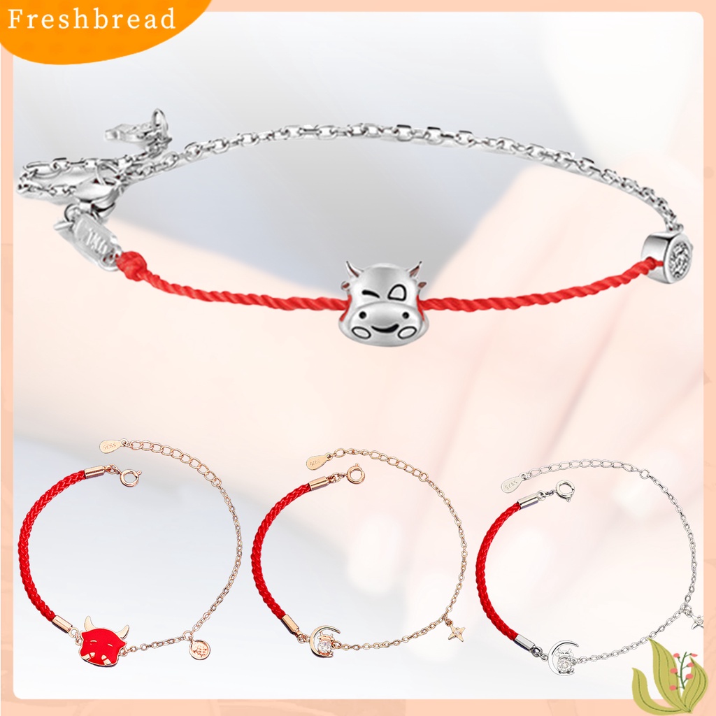 &lt; Freshbread &gt; Tali Merah Braided Bangle Desain Sapi Gelang Rantai Adjustable Wanita Fashion Perhiasan Hadiah Untuk Pesta