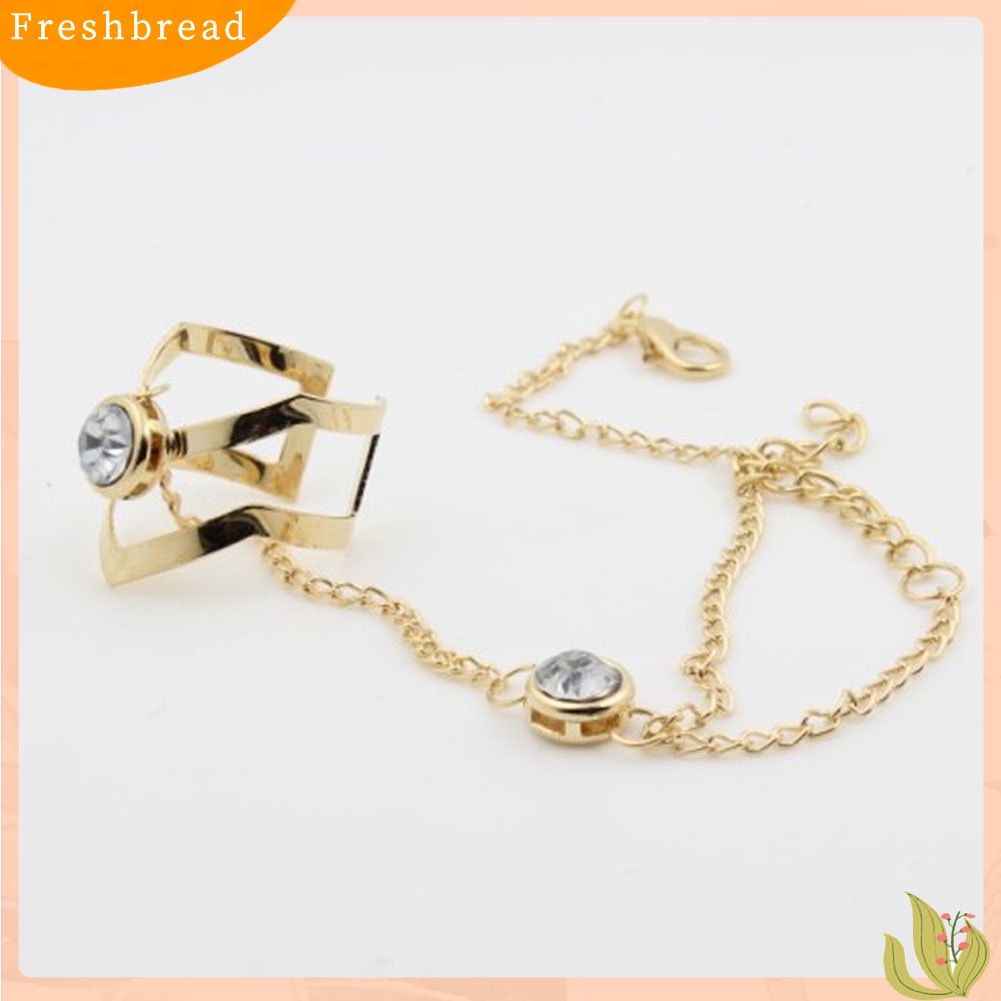 &lt; Freshbread &gt; Fashion Berongga Geometris Berlian Imitasi Bertatahkan Cincin Gelang Perhiasan Pengantin Pernikahan