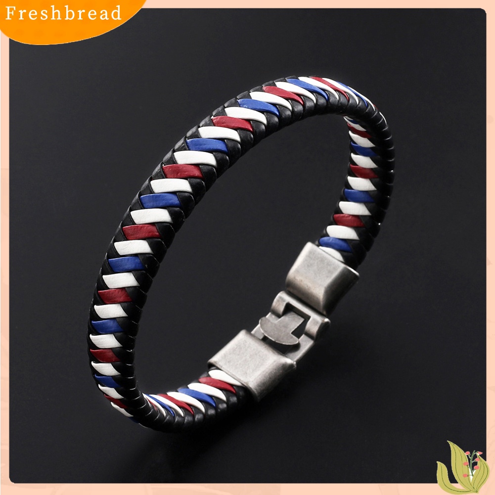 &lt; Freshbread &gt; Pria Wanita Kulit Imitasi Dikepang Gelang Gesper Bangle Perhiasan Gelang Hadiah