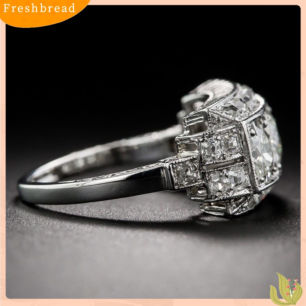 &lt; Freshbread &gt; Topaz Imitasi Elegan Bertatahkan Wanita Cincin Pernikahan Pertunangan Perhiasan Jari Dekorasi