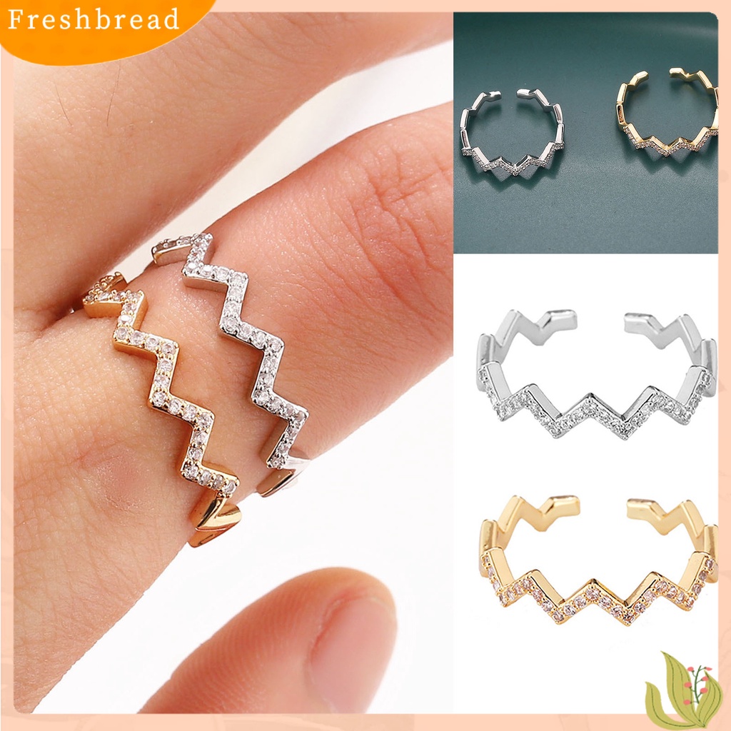 &lt; Freshbread &gt; Cincin Menawan Cincin Jari Bentuk Gelombang Adjustable Bahan Alloy All-match Untuk Harian