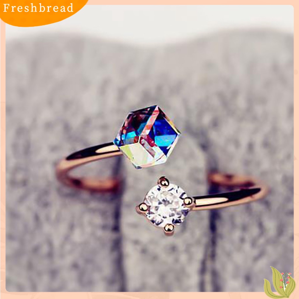 < Freshbread > Cincin Terbuka Dapat Disesuaikan Wanita Perhiasan Cubic Zirconia Warna-Warni Untuk Pertunangan