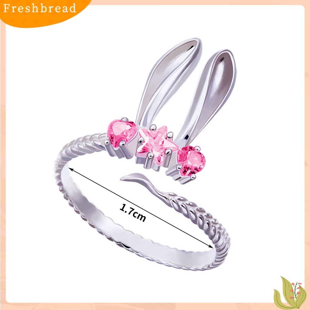 &lt; Freshbread &gt; Wanita Cincin Pembukaan Lucu Manis Hadiah Hari Valentine Merah Muda Berlian Imitasi Tertanam Kelinci Jari Cincin Perhiasan Fashion