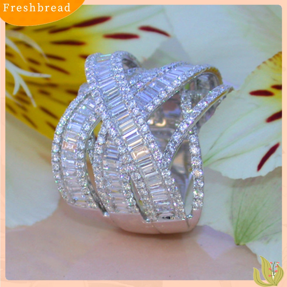 &lt; Freshbread &gt; Wanita Cantik Multi-layer Berongga Berlian Imitasi Cincin Pernikahan Pengantin Pesta Perhiasan