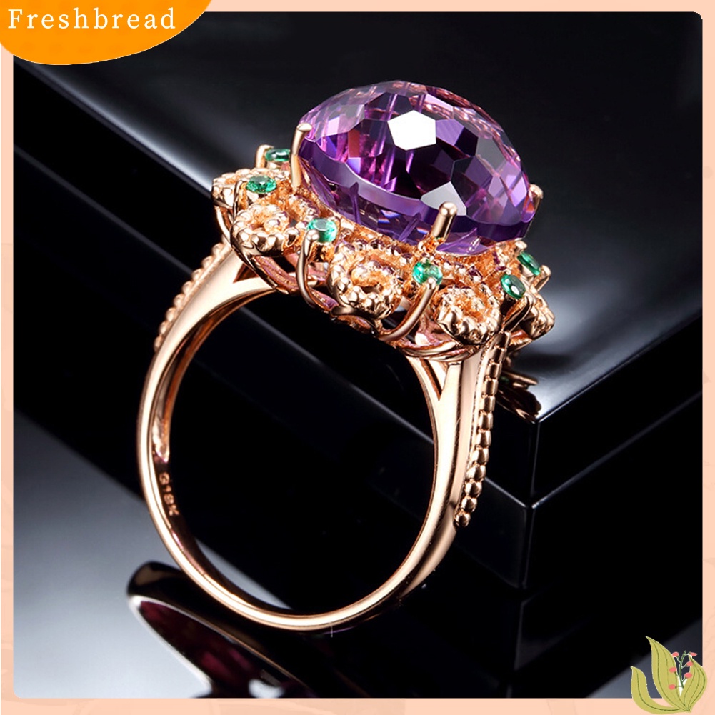 &lt; Freshbread &gt; Fashion Wanita Faux Amethyst Jari Cincin Pernikahan Pertunangan Perjamuan Perhiasan Hadiah