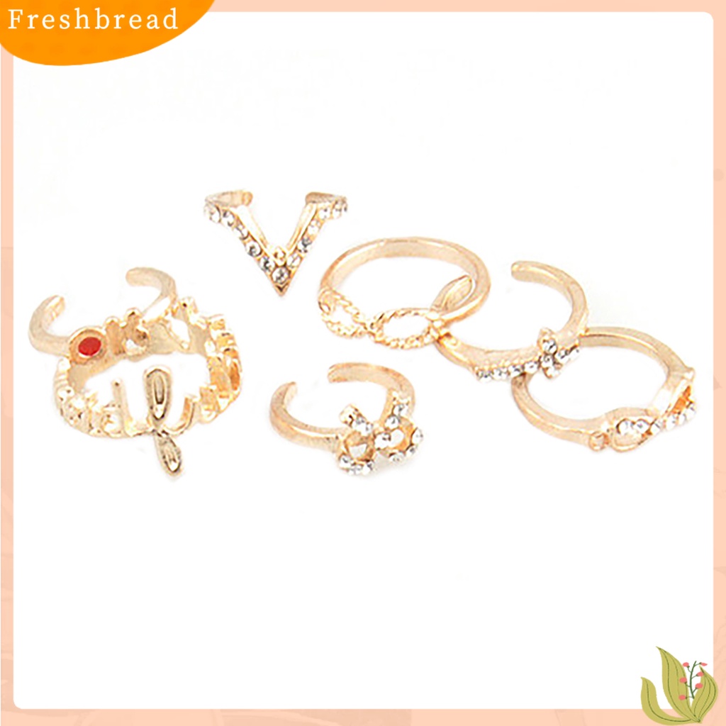 &lt; Freshbread &gt; 7Pcs Cincin Open Ring Stackable Alloy Bentuk Kupu-Kupu Cincin Midi Untuk Pesta