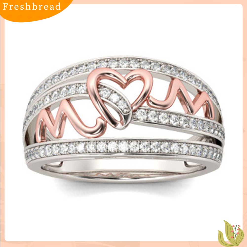 &lt; Freshbread &gt; Fashion Berlian Imitasi Bertatahkan Cinta Ibu Jari Cincin Perhiasan Hadiah Natal Ulang Tahun
