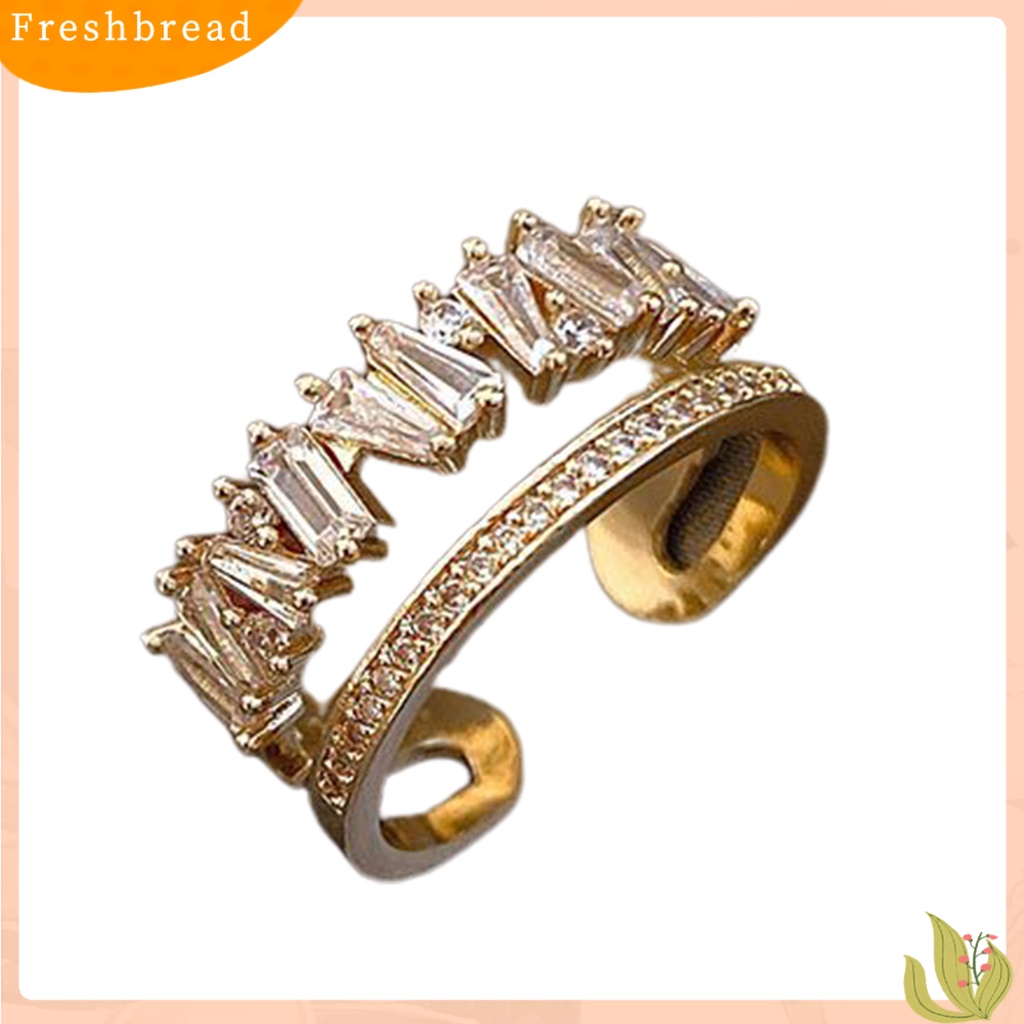 &lt; Freshbread &gt; Double Layer Opening Girl Ring Tembaga Berongga Cincin Jari Lebar Aksesori Perhiasan