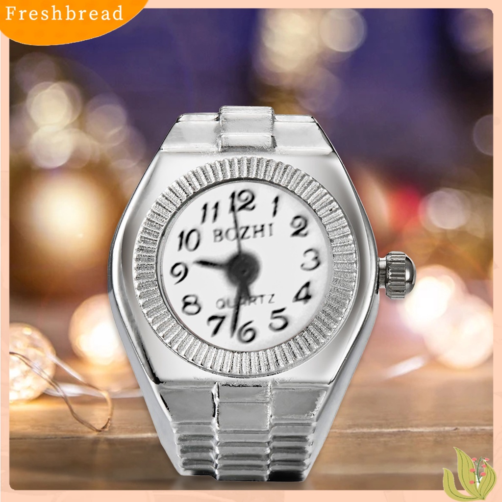 &lt; Freshbread &gt; Jam Tangan Cincin Jari Bentuk Melar Unisex Pointer Dial Bulat Quartz Watch Ring Untuk Pesta Cocktail