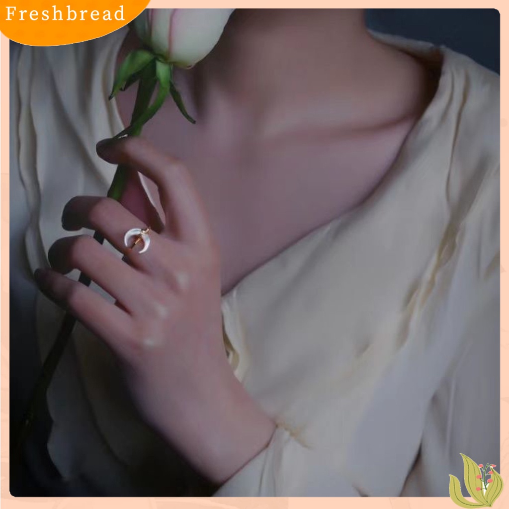 &lt; Freshbread &gt; Cincin Lady Mulia Indah Yang Dapat Disesuaikan Trendi Setengah Bulan Dekorasi Jari Cincin Perhiasan Aksesori