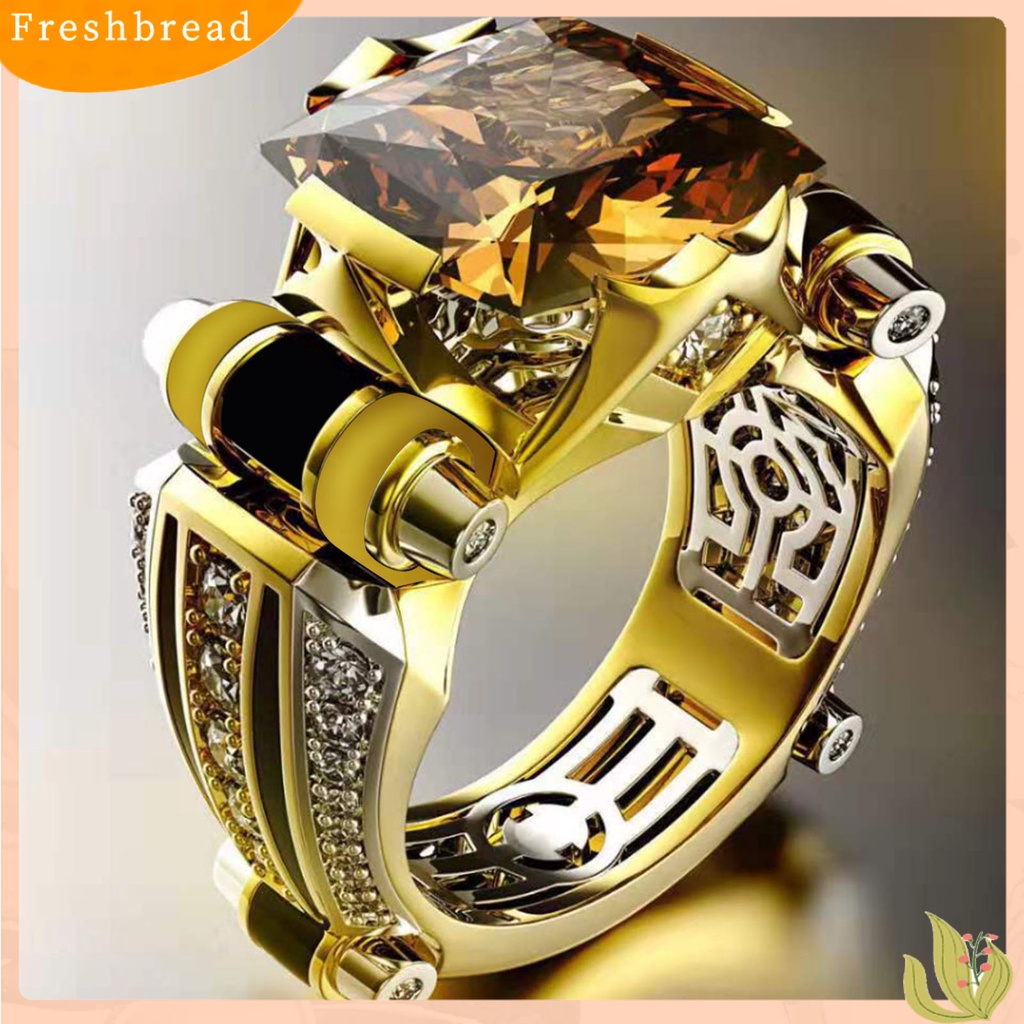 &lt; Freshbread &gt; Unisex Cincin Vintage Gothic Mewah Berlian Imitasi Mengkilap Electroplating Dekorasi Hadiah Pria Wanita Cubic Zirconia Fidget Ring Jewelry Untuk Pakaian Sehari-Hari