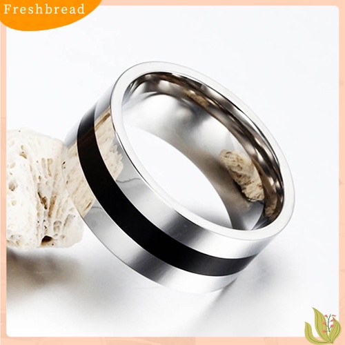 &lt; Freshbread &gt; Wanita Pria Sederhana Pernikahan Pertunangan Stainless Steel Jari Cincin Band Perhiasan