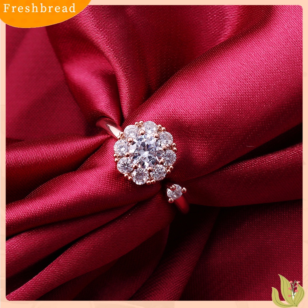 &lt; Freshbread &gt; Wanita Beruntung Kubik Zirkon Terbuka Berputar Jari Cincin Pesta Perhiasan Aksesori Hadiah