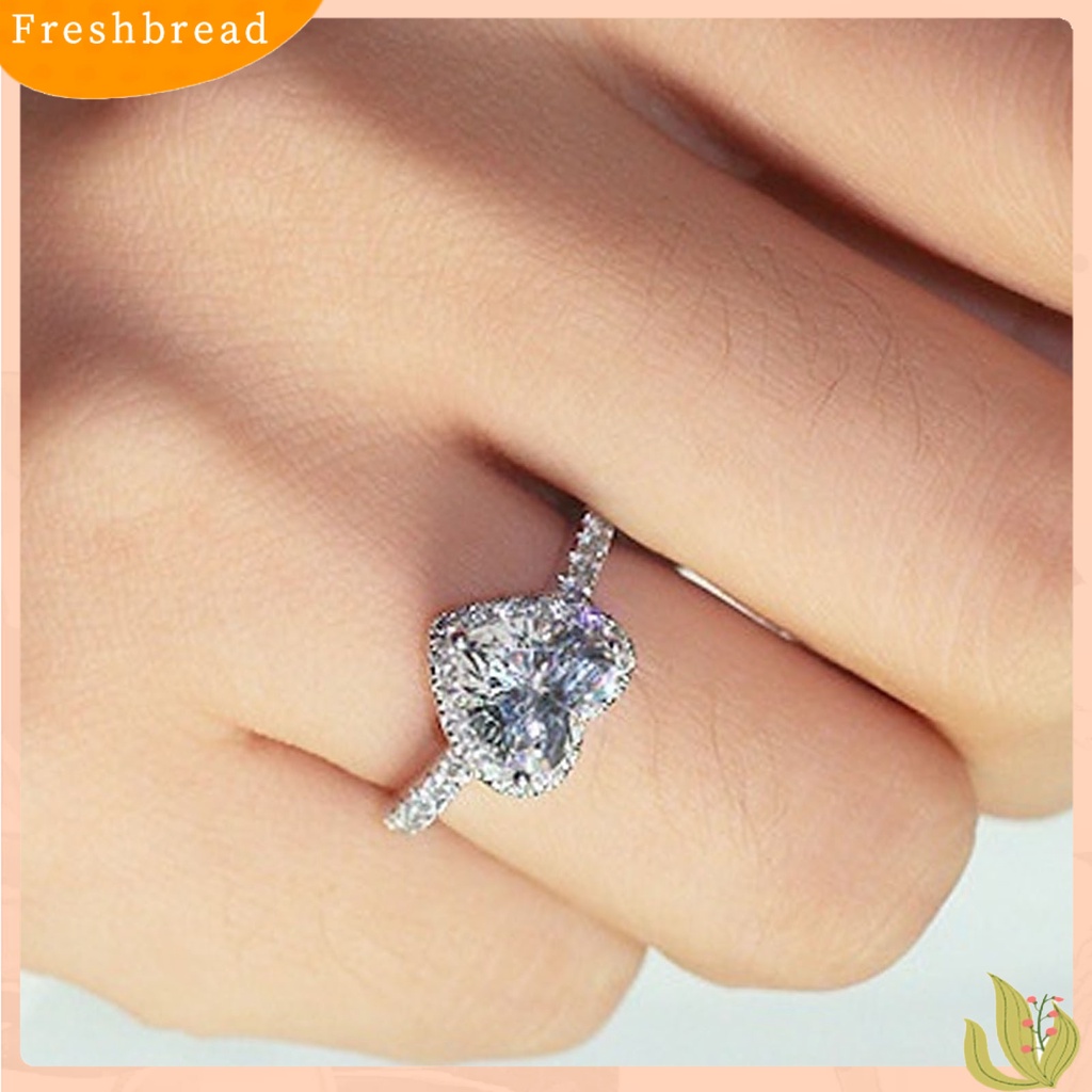 &lt; Freshbread &gt; Wanita Cincin Bentuk Hati Berlian Imitasi Perhiasan Electroplating Fashion Penampilan Jari Ring Untuk Pernikahan