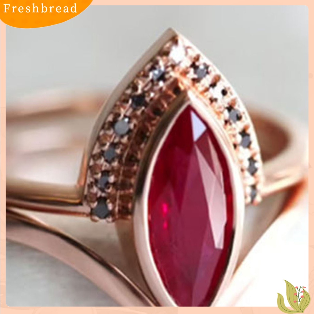 &lt; Freshbread &gt; Cincin Wanita Merah Berlian Imitasi Gaya Vintage Classic Pasangan Knuckle Ring Untuk Pernikahan