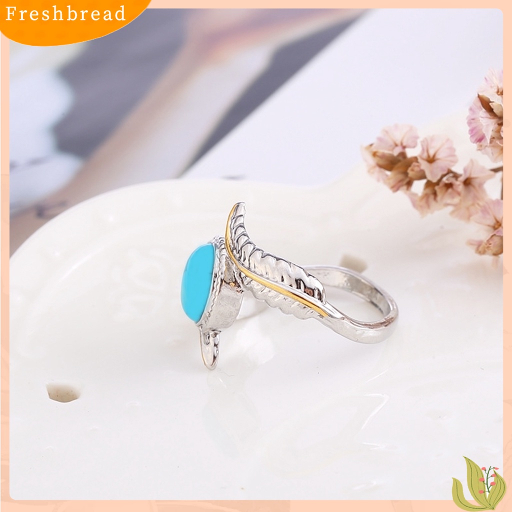 < Freshbread > Vintage Perhiasan Alloy Bulu Turquoises Cincin Pernikahan Jari Lingkaran Pasangan Hadiah